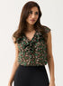V Neck Floral-Printed Front Button Top